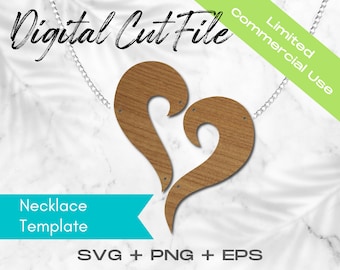 Laser Cut Necklace File, Glowforge Necklace File, Wood Necklace svg, Necklace Template File, Modern Heart Necklace svg, Abstract Heart