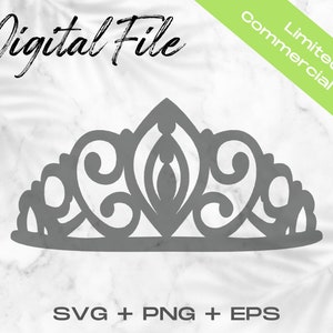 Tiara SVG, Tiara Laser Cut File, Crown Clipart, Tiara Silhouette Cut File, Tiara Cricut File, Uso comercial Svg Png Eps, Crown Clip Art