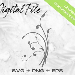 Simple Flourish SVG, Floral Clipart, Floral Accent Silhouette Cut File, Floral Cricut File, Commercial Use Svg Png Eps, Flourish Clip Art