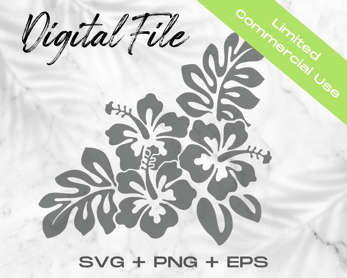 Hibiscus SVG, Flower SVG, Floral Clipart, Flower Silhouette Cut File ...