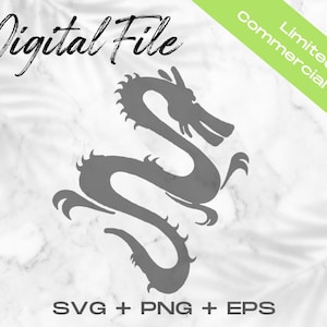 Dragon SVG, Chinese Clipart, Chinese Dragon Silhouette Cut File, Dragon Cricut File, Commercial Use Svg Png Eps, Asian Dragon Clip Art