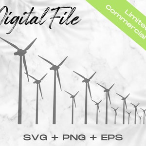 Wind Turbines SVG, Wind Power Clipart, Wind Turbine Cut File, Wind Power Cricut File, Commercial Use Svg Png Eps, Wind Turbines Clip Art