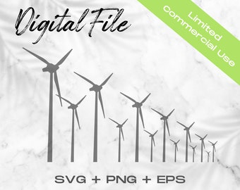 Wind Turbines SVG, Wind Power Clipart, Wind Turbine Cut File, Wind Power Cricut File, Commercial Use Svg Png Eps, Wind Turbines Clip Art