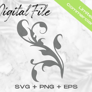 Simple Flourish SVG, Floral Clipart, Floral Accent Silhouette Cut File, Floral Cricut File, Commercial Use Svg Png Eps, Flourish Clip Art