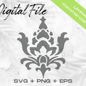 Damask SVG, Floral Clipart, Floral Accent Silhouette Cut File, Floral Cricut File, Commercial Use Svg Png Eps, Damask Clip Art, Embellish