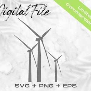 Wind Turbines SVG, Wind Power Clipart, Wind Turbine Cut File, Wind Power Cricut File, Commercial Use Svg Png Eps, Wind Turbines Clip Art