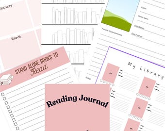 2026 Reading Journal and Book Tracker Printable Log, Monthly and Yearly Planner