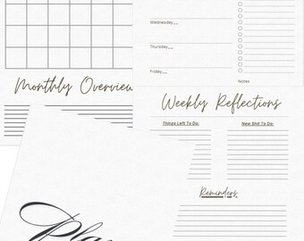 Elegant and Simple White Reusable Planner for Yearly, Monthly, and Weekly Planning (Undated).