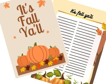 Autumn Pumpkin List Prints: Hello Fall Note Covers (Digital Download)