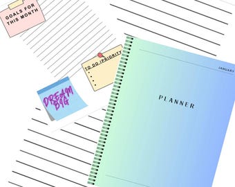 Blue Green Gradient Minimal Digital Planner/Notebook