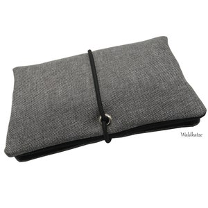 Tabaktasche Tabakbeutel Drehertasche *Grey* mit 3 Fächer oder Blättchenspender, Personalisiert mit Namen bestickt