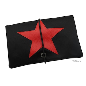Tabaktasche Tabakbeutel Drehertasche *Red Star* mit 3 Fächer oder Blättchenspender