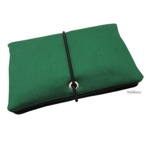 Borsa per tabacco, busta per tabacco, borsa a rotelle *Verde scuro* con 3 scomparti o dispenser per cartine. Possibilità di personalizzazione con nome ricamato