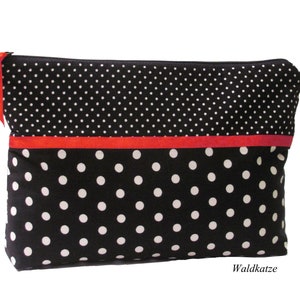 Kulturtasche Kosmetiktasche Schminktasche *Rockabilly Satin* Punkte