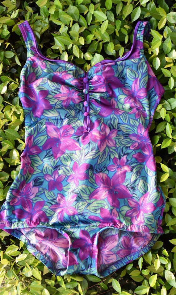 60s One Piece Swimsuit Bathing Suit Floral Swimsu Gem 60s One Piece Swimsuit Bathing Suit Floral Swimsu Gem