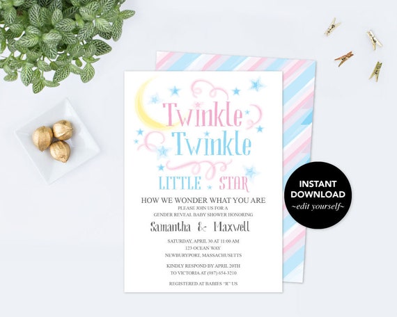 twinkle twinkle little star baby shower invitations etsy