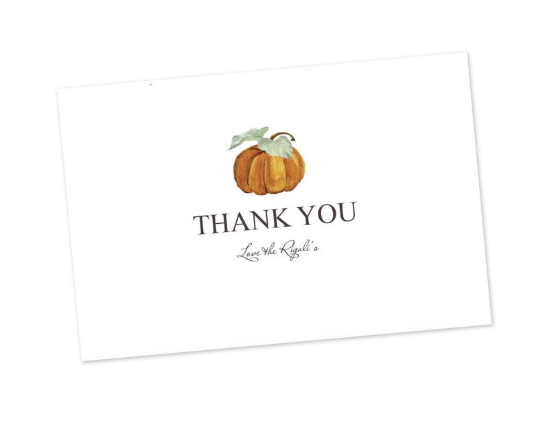 Fall Thank You Card Wedding Thanksgiving Autumn Thank You Card Pumpkin Greeting Card Baby Shower Bridal Shower Fall Stationery