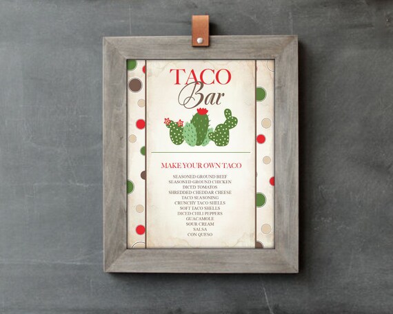 Fiesta Party Decorations Taco Bar Sign Taco Bar Taco Sign