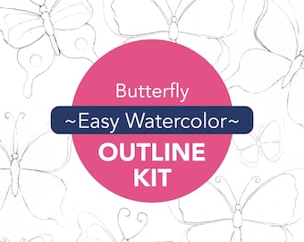 Butterflies Outlines – Downloadable Sketch & Black Outline for Watercolor Painting Tutorials