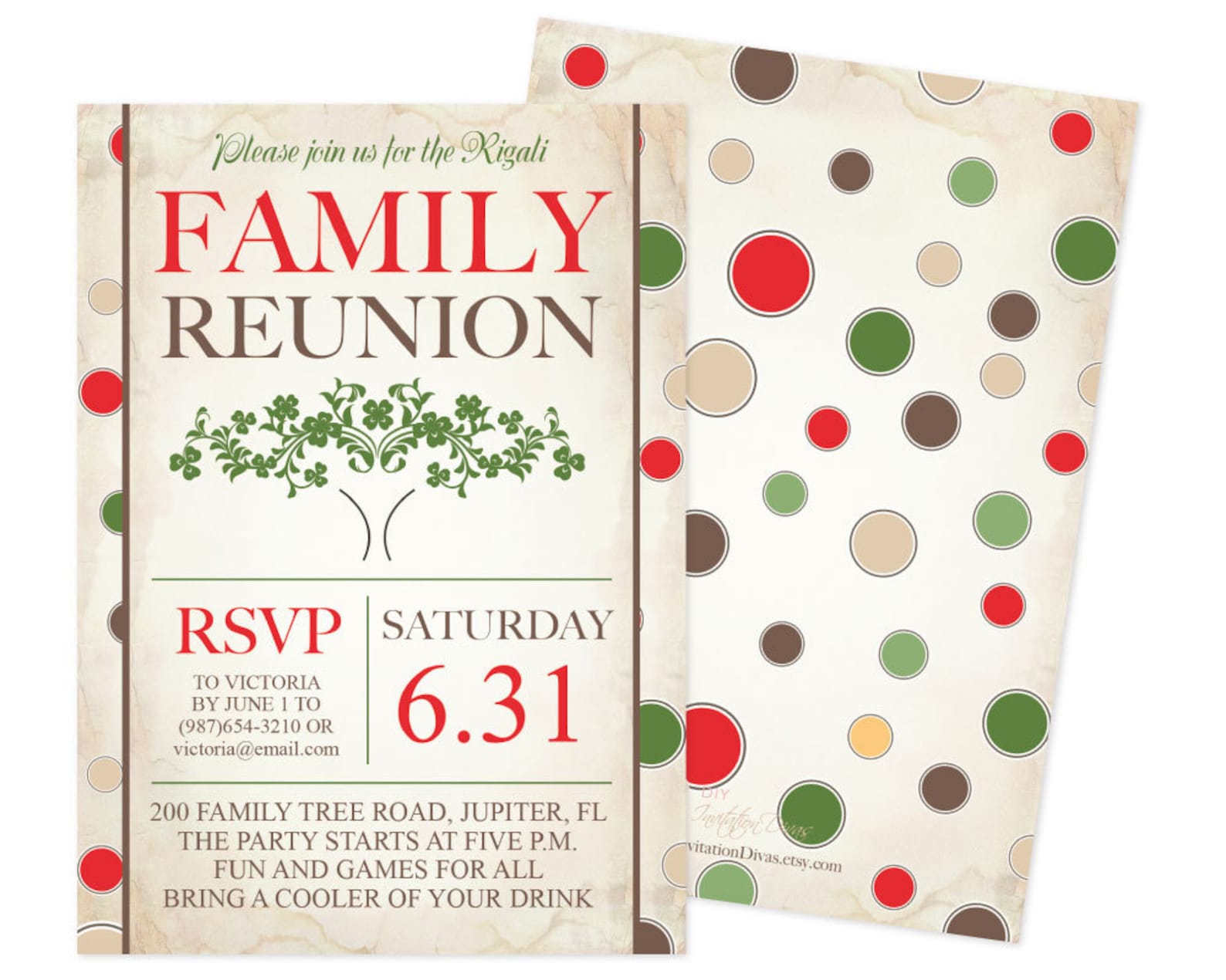 Printable Family Reunion Invitation Editable PDF Template Etsy