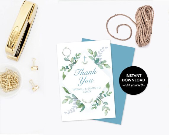 THANK YOU TAGS, Greenery First Communion, Gift Tags, Baptism Favors, Instant Download, Editable Template Favor Tags, Leaf, Wedding Favors Il_570xn