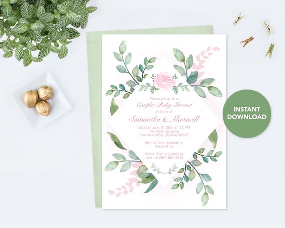 BABY SHOWER INVITATION, Printable Baby Shower Invitation Girl, Couples Baby Shower, Girl Baby Shower, Invitation Template, Printable Invite Il_570xn