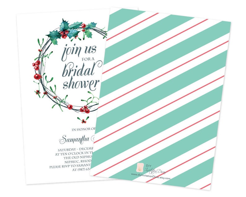 Christmas BRIDAL SHOWER Invitation Template PDF Winter Bridal Etsy