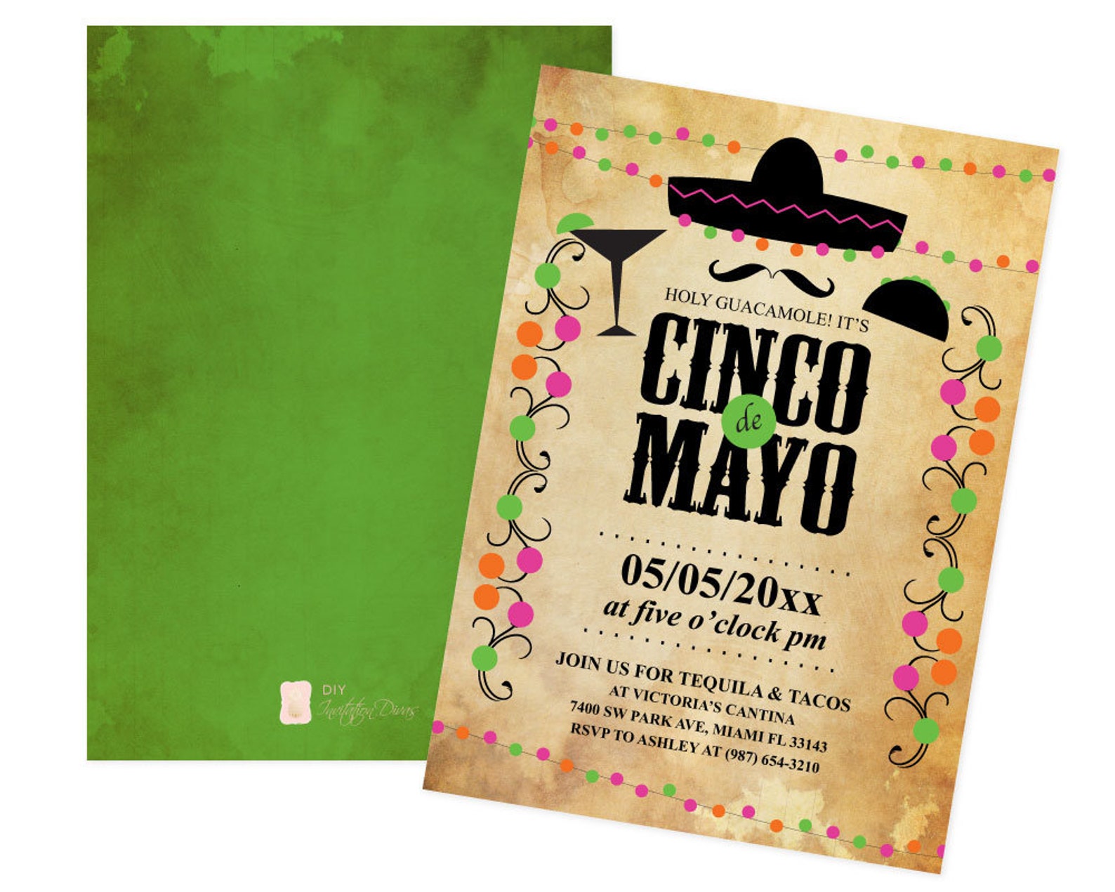 Editable Text Cinco De Mayo Invitation With Free Flyer Fiesta Etsy