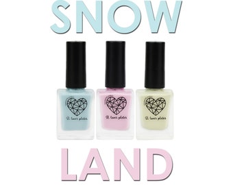 3pcs set - stamping polish for nail art stamping plates cream finish winter pastel blue pink beige - Snowland Collection
