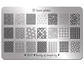 B.07 - uñas arte estampación placa de diseño geométrico clavos - belleza de la simplicidad