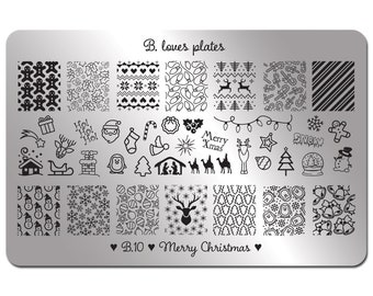 B.10 - nail art stamping nails holiday festive - Merry Christmas