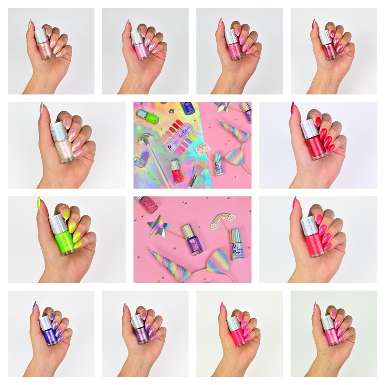 12pcs nail polish set Maga Inna Bajka 2 Collection glitter shimmer unicorn rainbow holographic indie shiny image 3