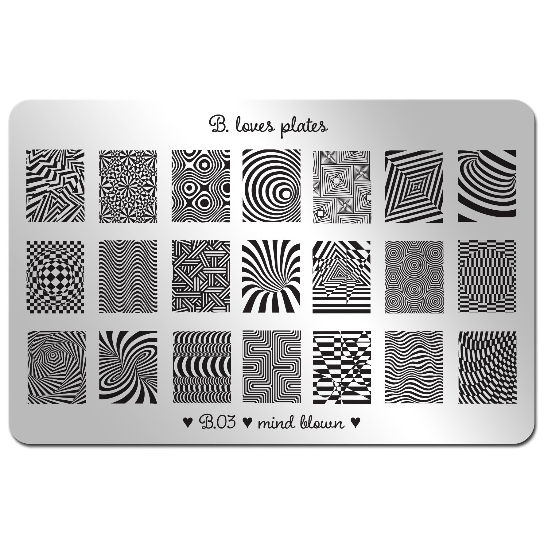B.03 - nail art stamping plate illusion nails - mind blown