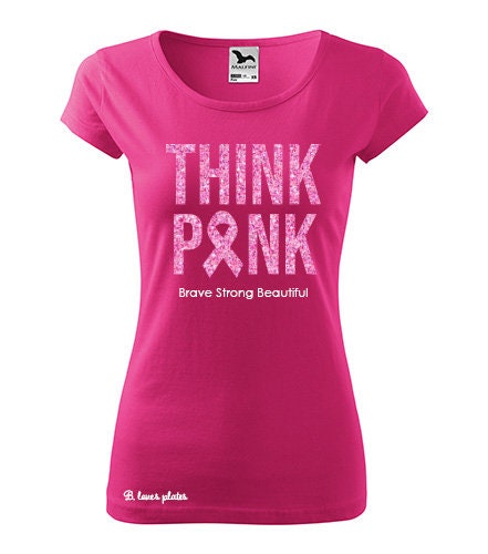 Think Pink T-shirt breast cancer awareness pink ribbon pink | Etsy