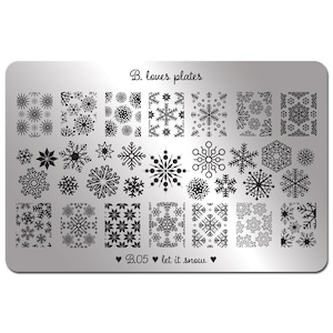 B.05 - nail art stempelen plaat winter sneeuwvlok nagels - laat het sneeuw