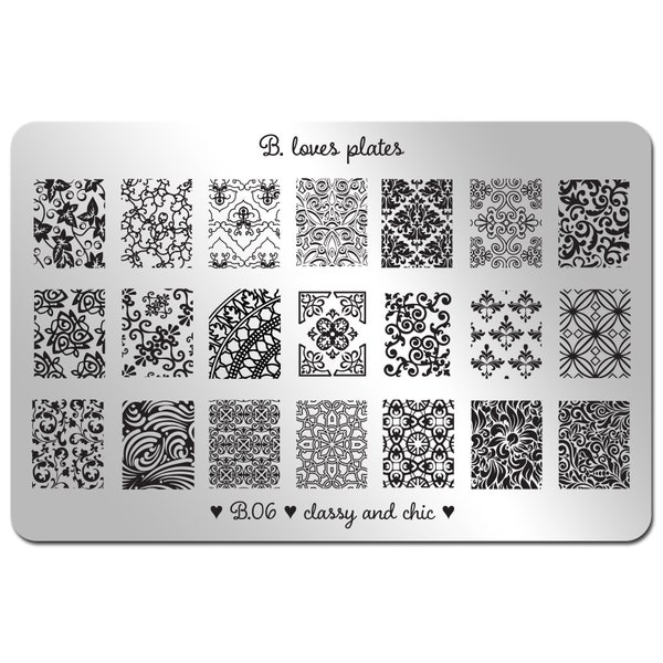 B.06 - nail art stamping plate ornaments design nails - classy and chic