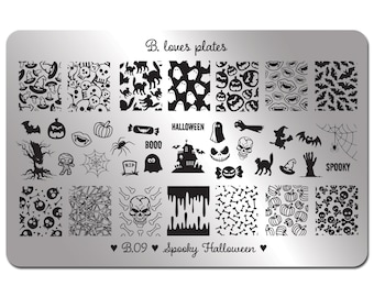 B.09 - nail art stempelen plaat griezelig vampier pompoen bloed - spooky Halloween