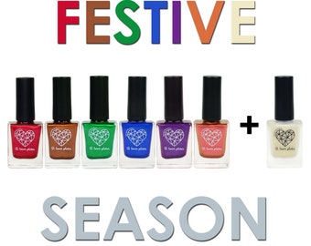 BUY 6 + GET 1 FREE - set nail stamping polish for nail art stamping plates metallic shimmer christmas xmas - Festive Season Collection