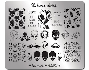 B.mini - nail art stamping plate alien space - UFO