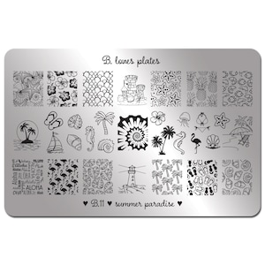 B.11 - nail art stamping plate holiday hot tropical nails - summer paradise