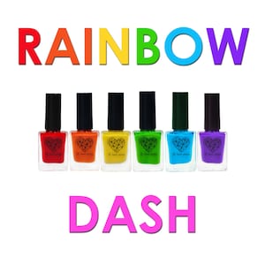 6pcs set - nail stamping polish for nail art stamping plates cream finish red orange yellow green blue purple - Rainbow Dash Collection