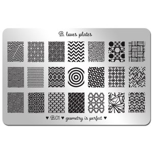 B.01 - nail art stamping plate geometrical nails - geometry is perfect