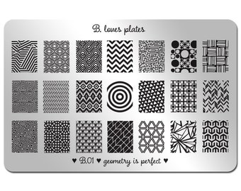 B.01 - uñas arte placa de estampado clavos geométricos - geometría es perfecto