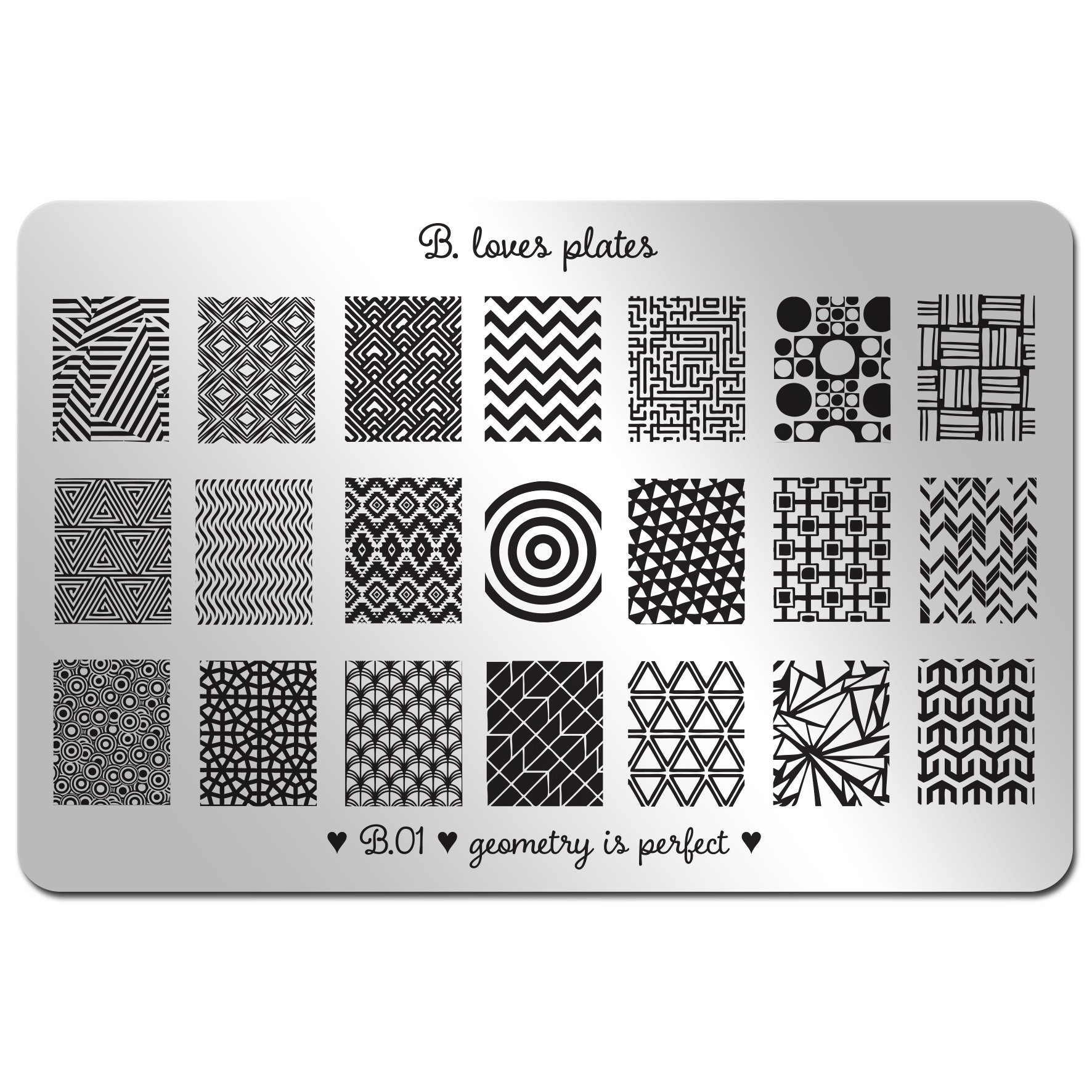 B.01 - nail art stamping plate geometrical nails - geometry is perfect