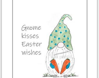 Easter Gnome Print Gnome Easter Card with or without words