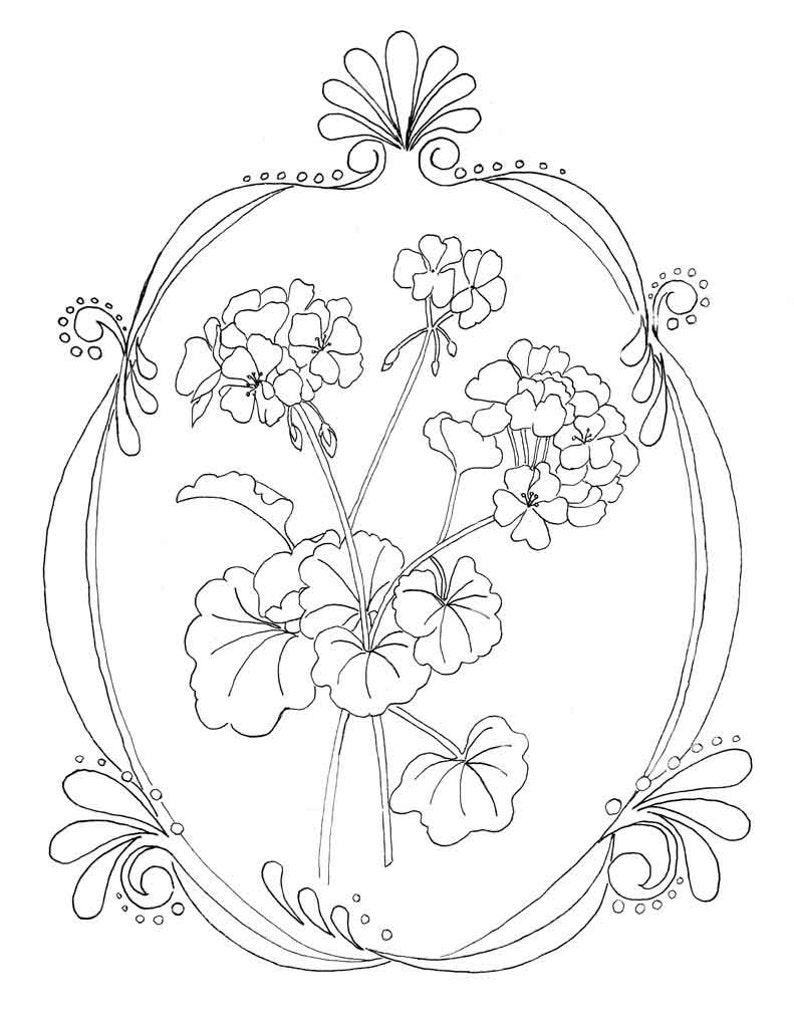 Geraniums Coloring Page Flower Coloring Page Instant Download image 2