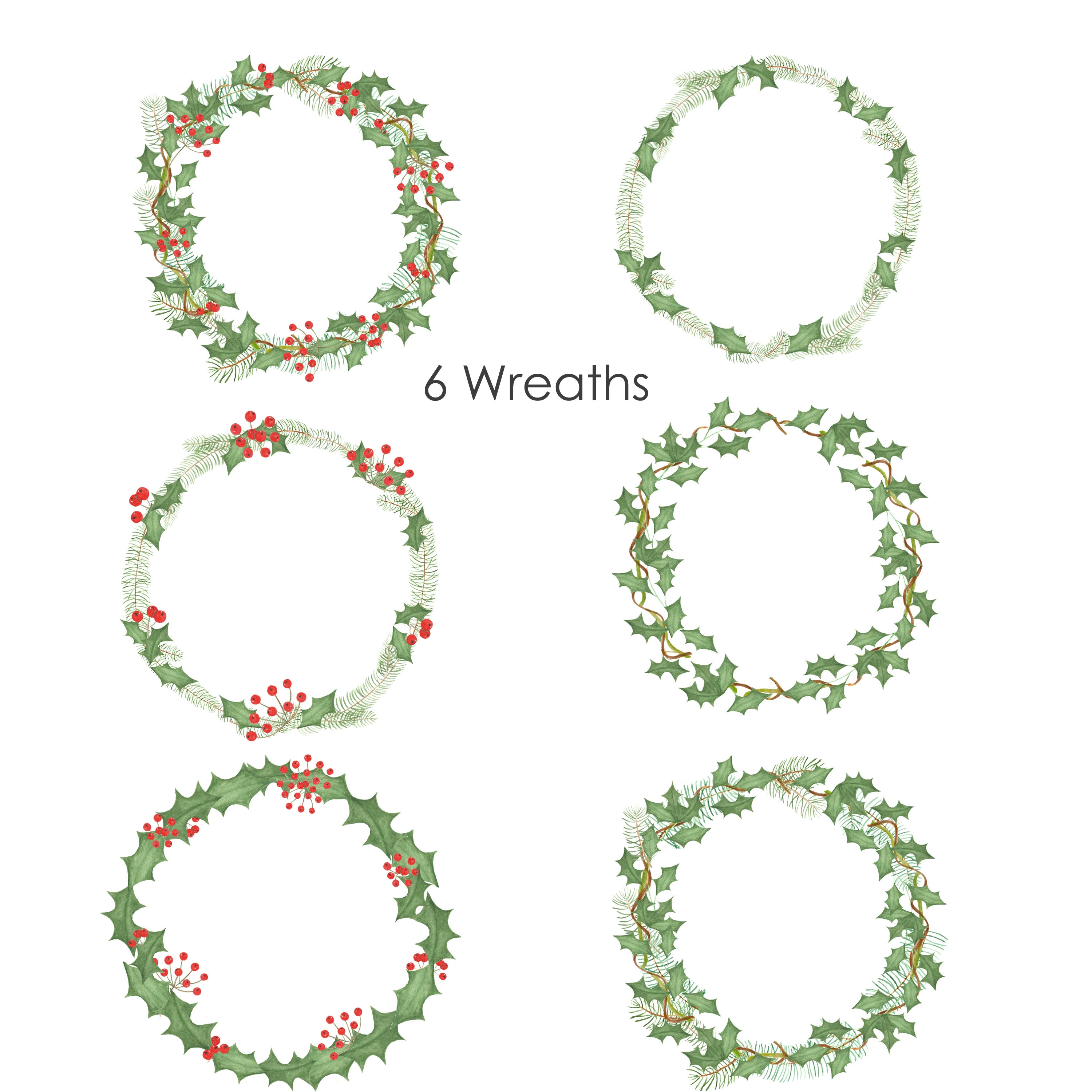 Christmas Greenery Watercolor Clipart - Etsy