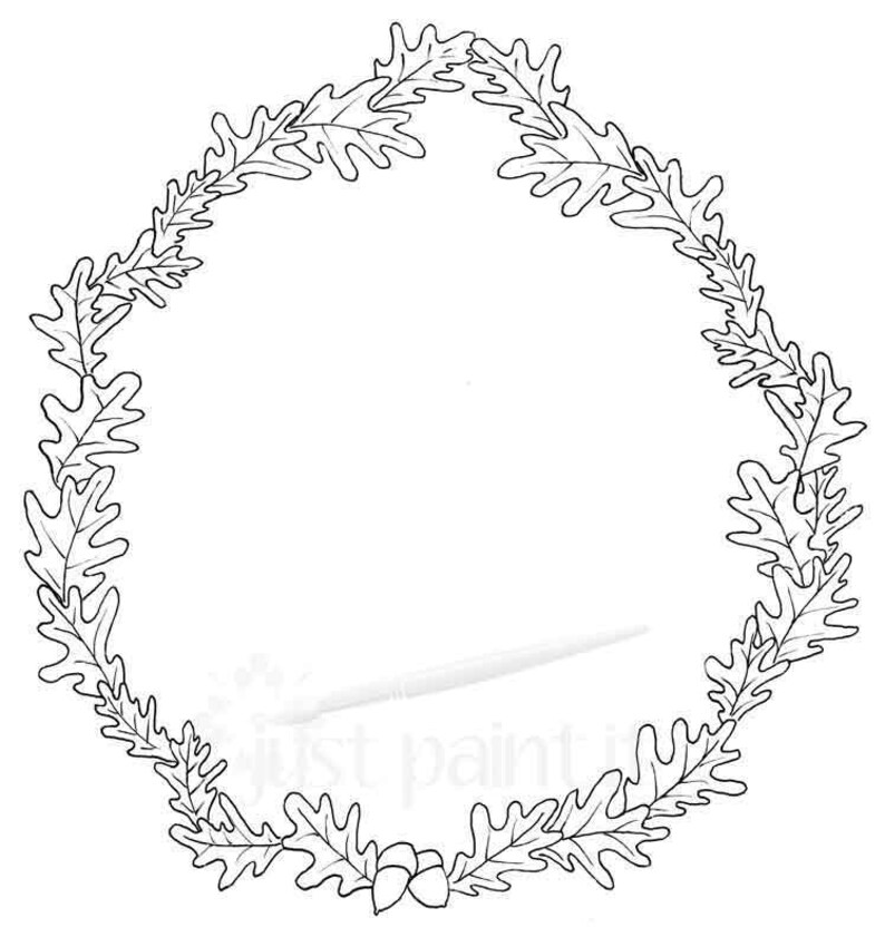 Download Fall Oak Leaf Wreath Coloring Page Fall Coloring Page ...