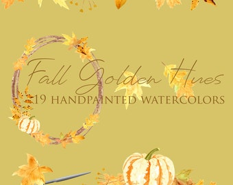 Fall Leaves Watercolor Clipart Golden Hues Autumn Leaves Fall Golden Hues