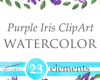 Purple Iris Watercolor ClipArt Dutch Iris Purple Flower Watercolor Clipart